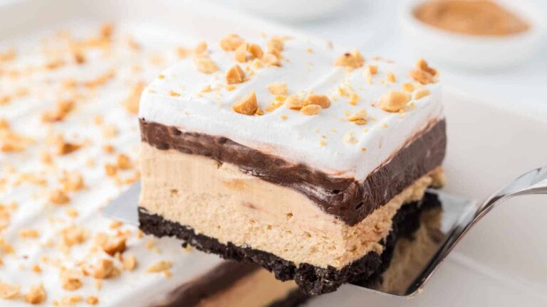 Peanut Butter Lasagna recipe by Cheerful Cook.