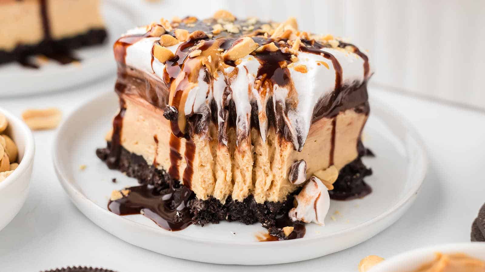 Peanut Butter Lasagna recipe by Cheerful Cook.
