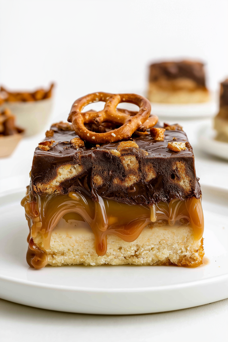 Oven Baked 5 Ingredient Caramel Pretzel Crunch Bars 2