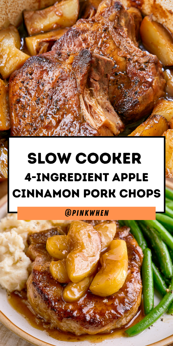 Slow Cooker 4 Ingredient Apple Cinnamon Pork Chops pinterest