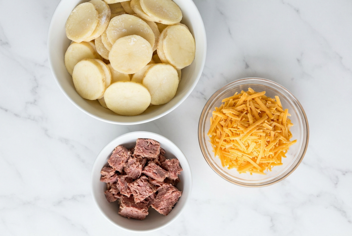 3-Ingredient Canned Corned Beef Potato Bake 3 3 Ingredient Canned Corned Beef Potato Bake ingredients edited
