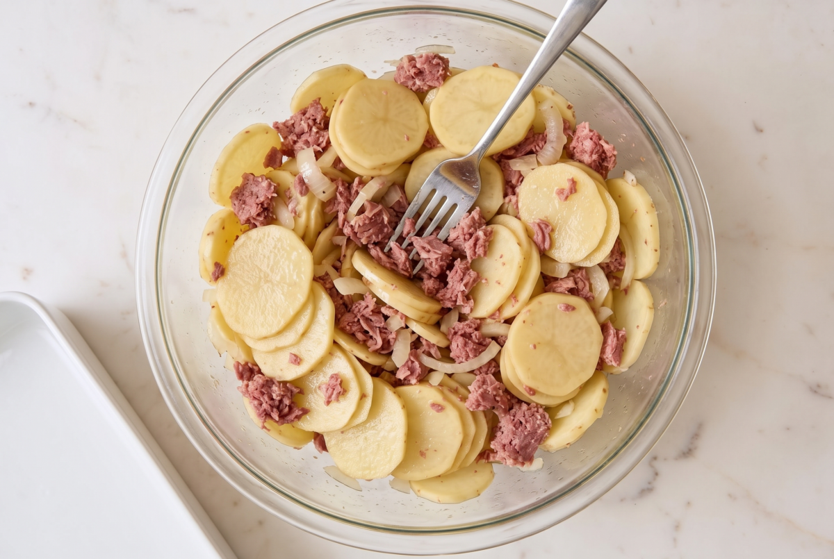 3-Ingredient Canned Corned Beef Potato Bake 4 3 Ingredient Canned Corned Beef Potato Bake ip1