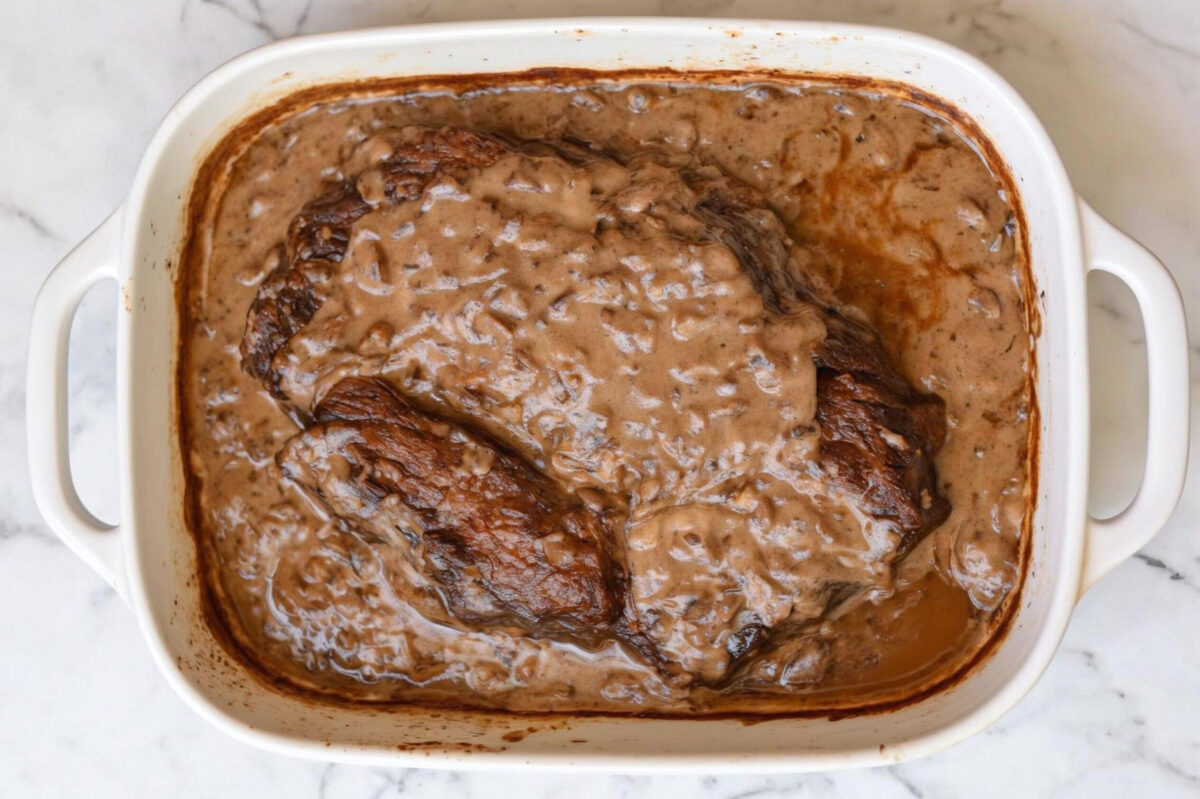 3-Ingredient Gravy Smothered Beef Roast (Easy) 4 3 Ingredient Gravy Smothered Beef Roast Easy 2 edited
