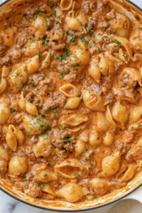 Creamy Beef and Shells Skillet Recipe Easy 1