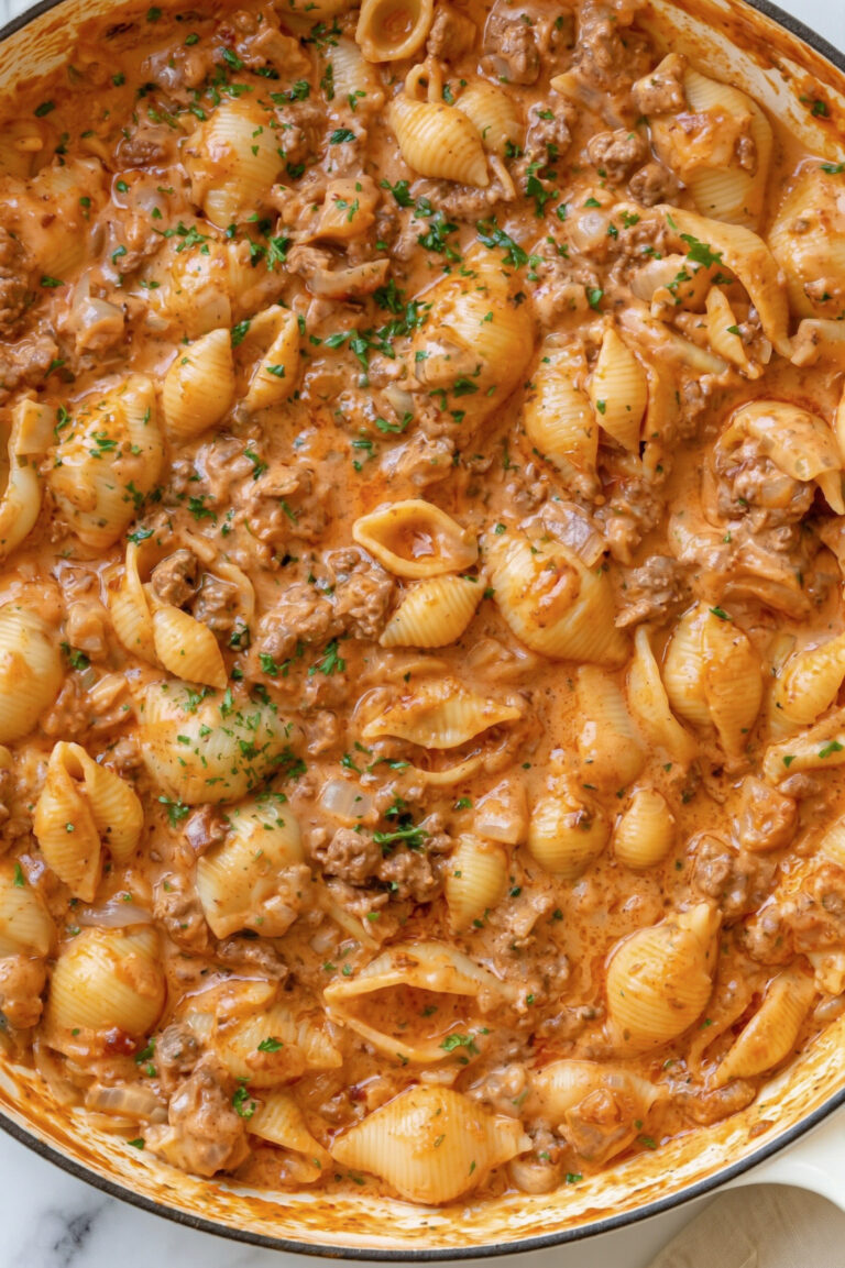 Creamy Beef and Shells Skillet Recipe Easy 1
