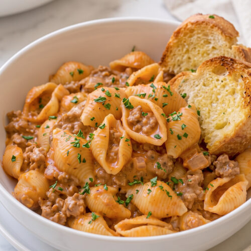 Creamy Beef and Shells Skillet Recipe Easy 3