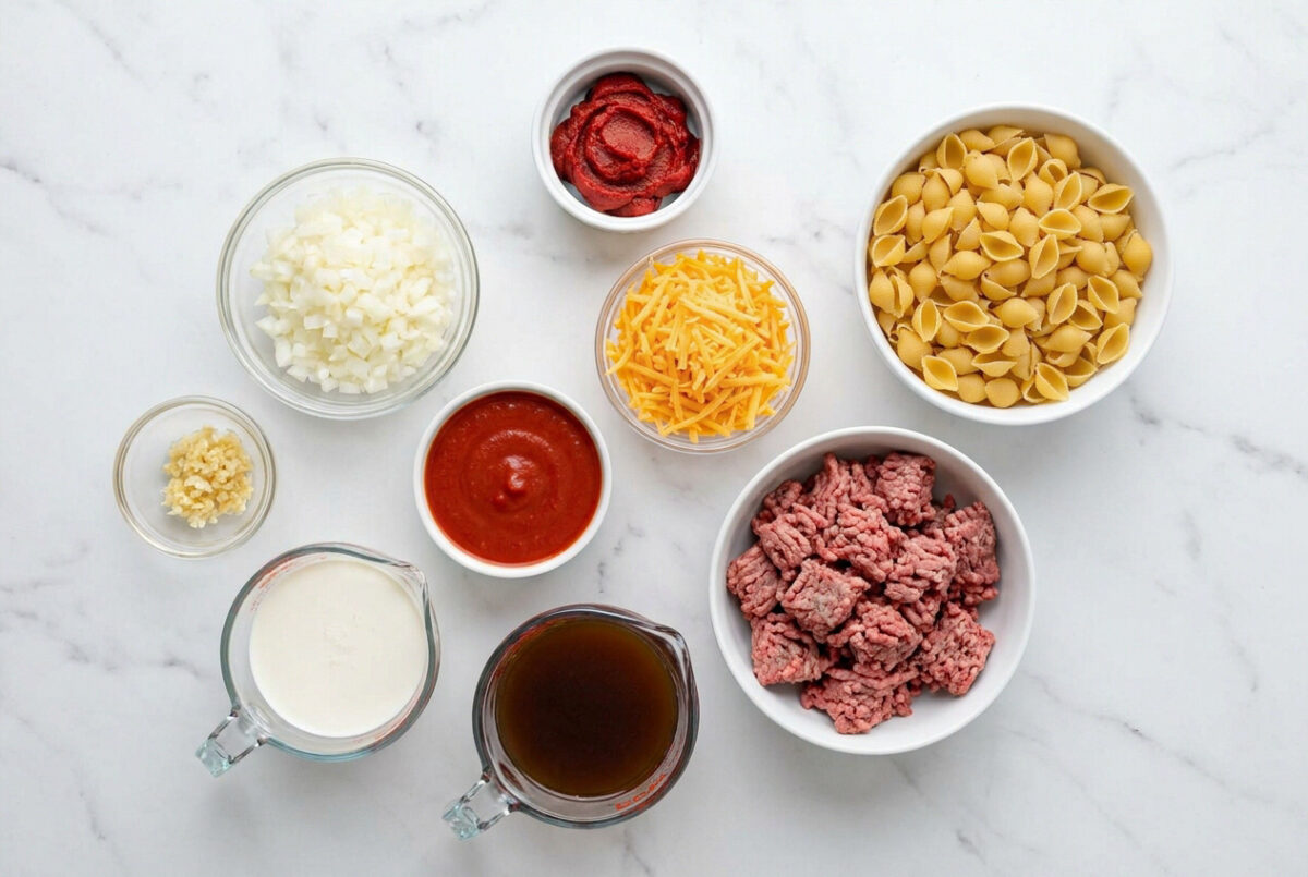 Creamy Beef and Shells Skillet Recipe Easy ingredients