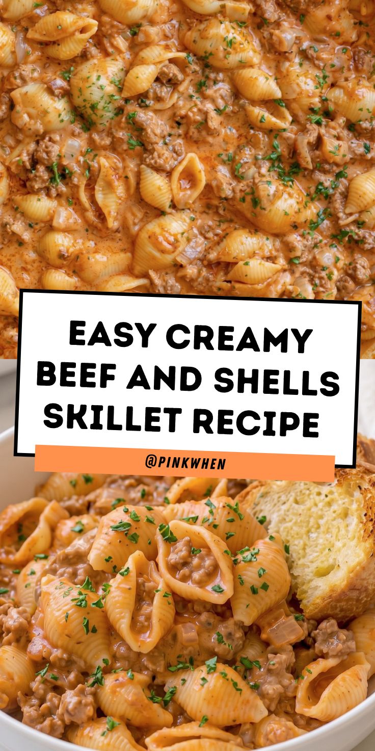 Creamy Beef and Shells Skillet Recipe (Easy) - PinkWhen