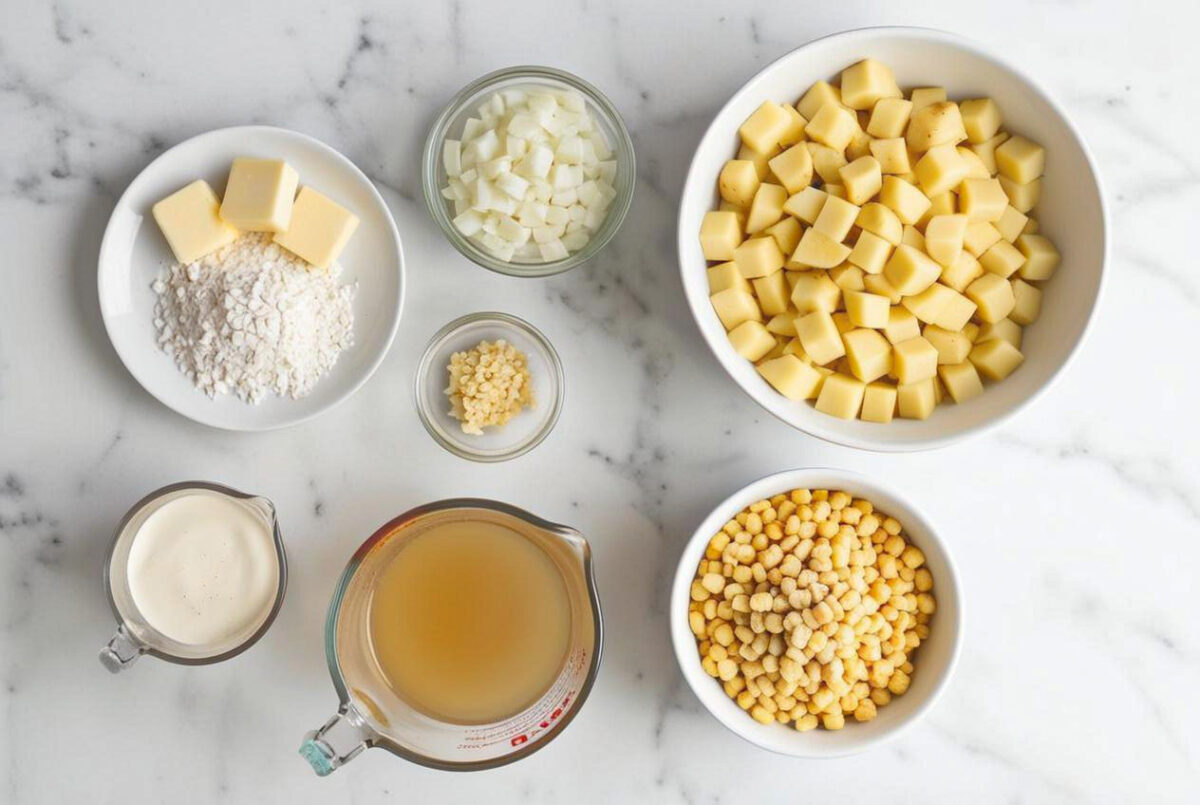 Creamy Slow Cooker Corn and Potato Chowder Recipe ingredients