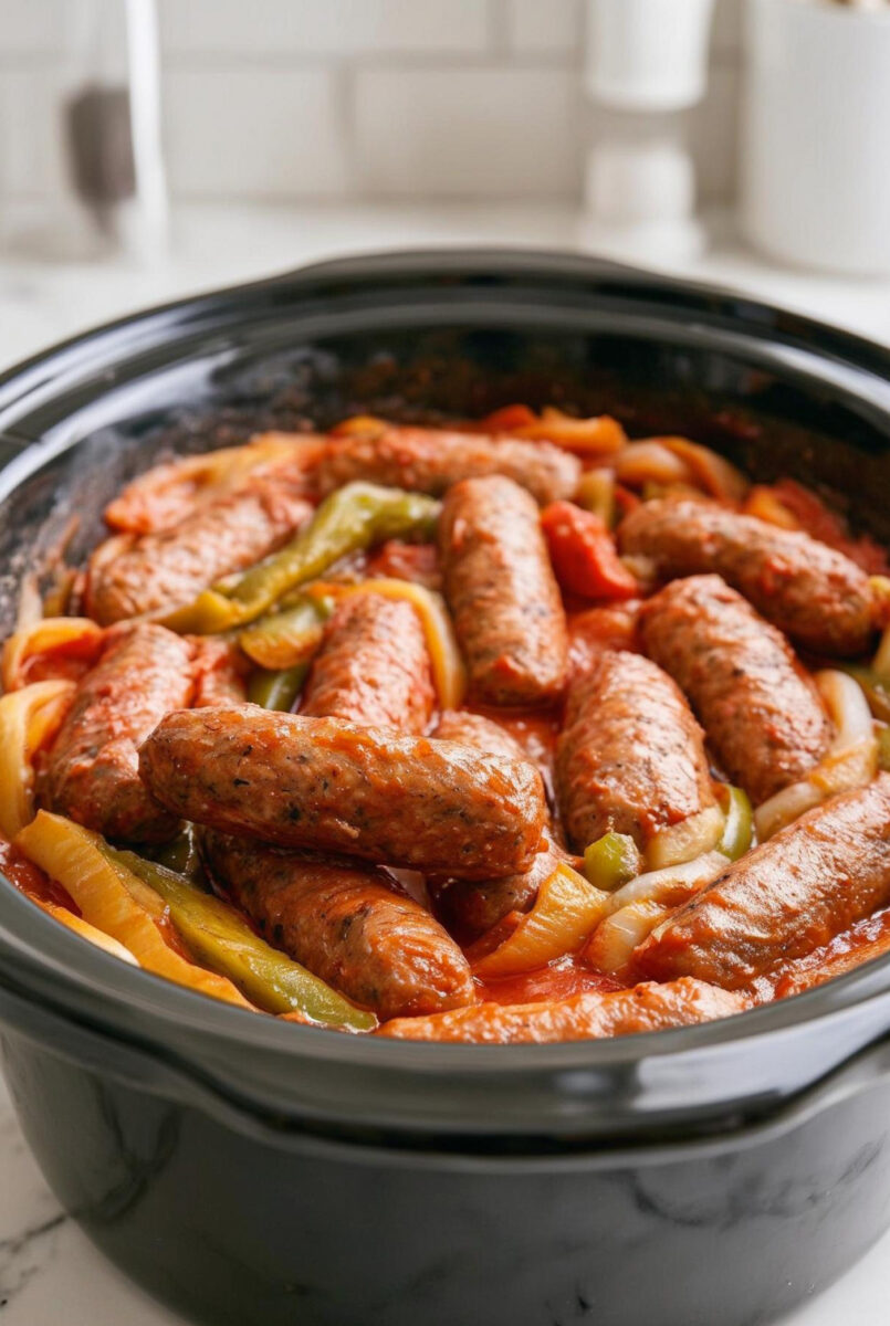 Easy 4-Ingredient Slow Cooker Sausage and Onions 4 Easy 4 Ingredient Slow Cooker Sausage and Onions 5