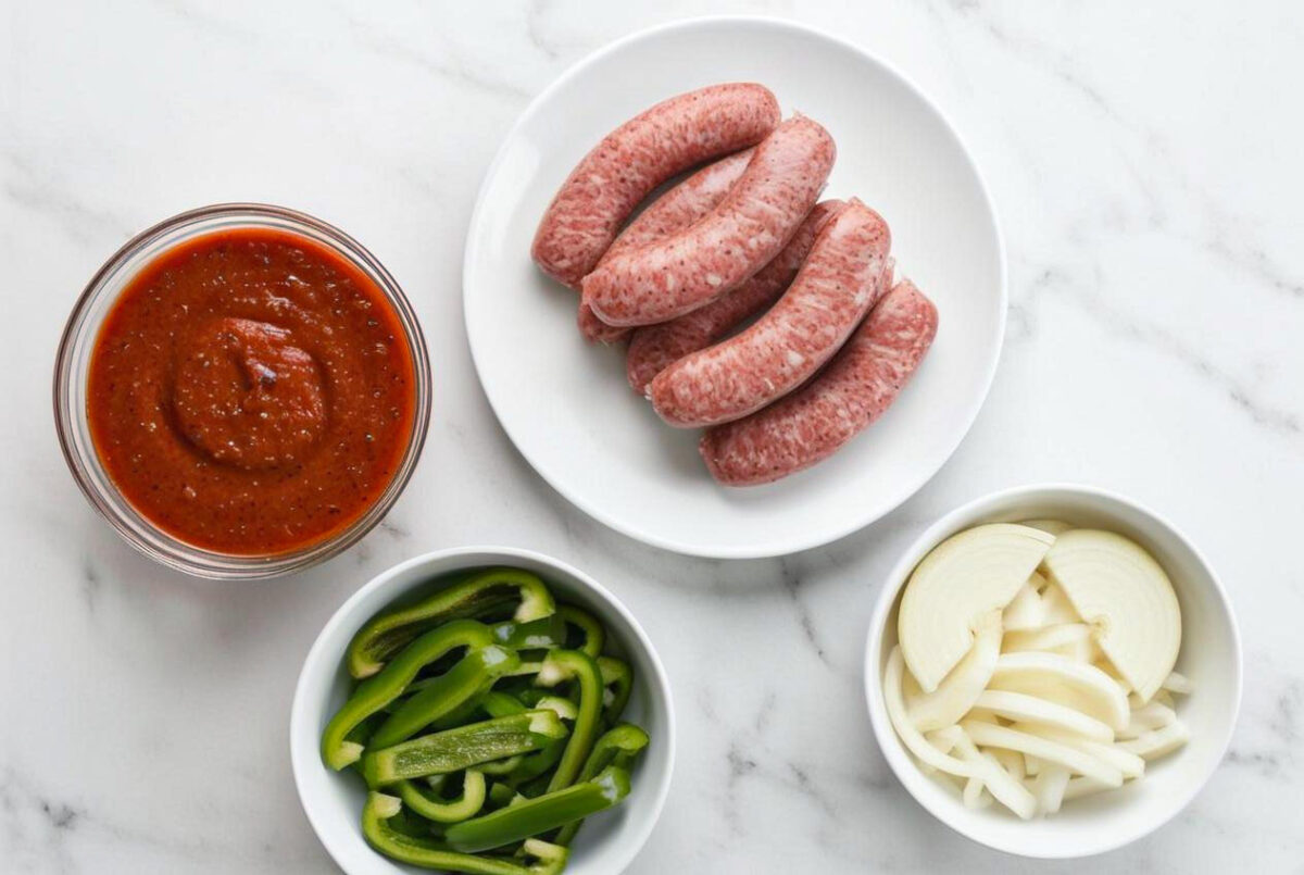 Easy 4-Ingredient Slow Cooker Sausage and Onions 3 Easy 4 Ingredient Slow Cooker Sausage and Onions ingredients