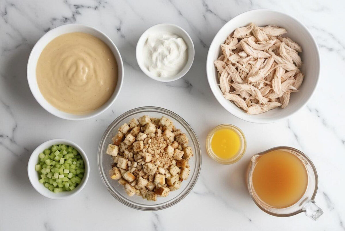 Easy Chicken and Dressing Casserole Recipe ingredients edited