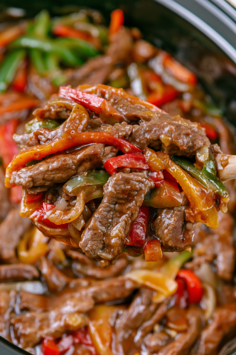 Easy Crock Pot Pepper Steak Recipe 2 Easy Crock Pot Pepper Steak 2