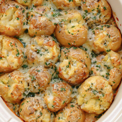 Easy Slow Cooker 4-Ingredient Smashed Potato Bake 6 Easy Slow Cooker 4 Ingredient Smashed Potato Bake 1