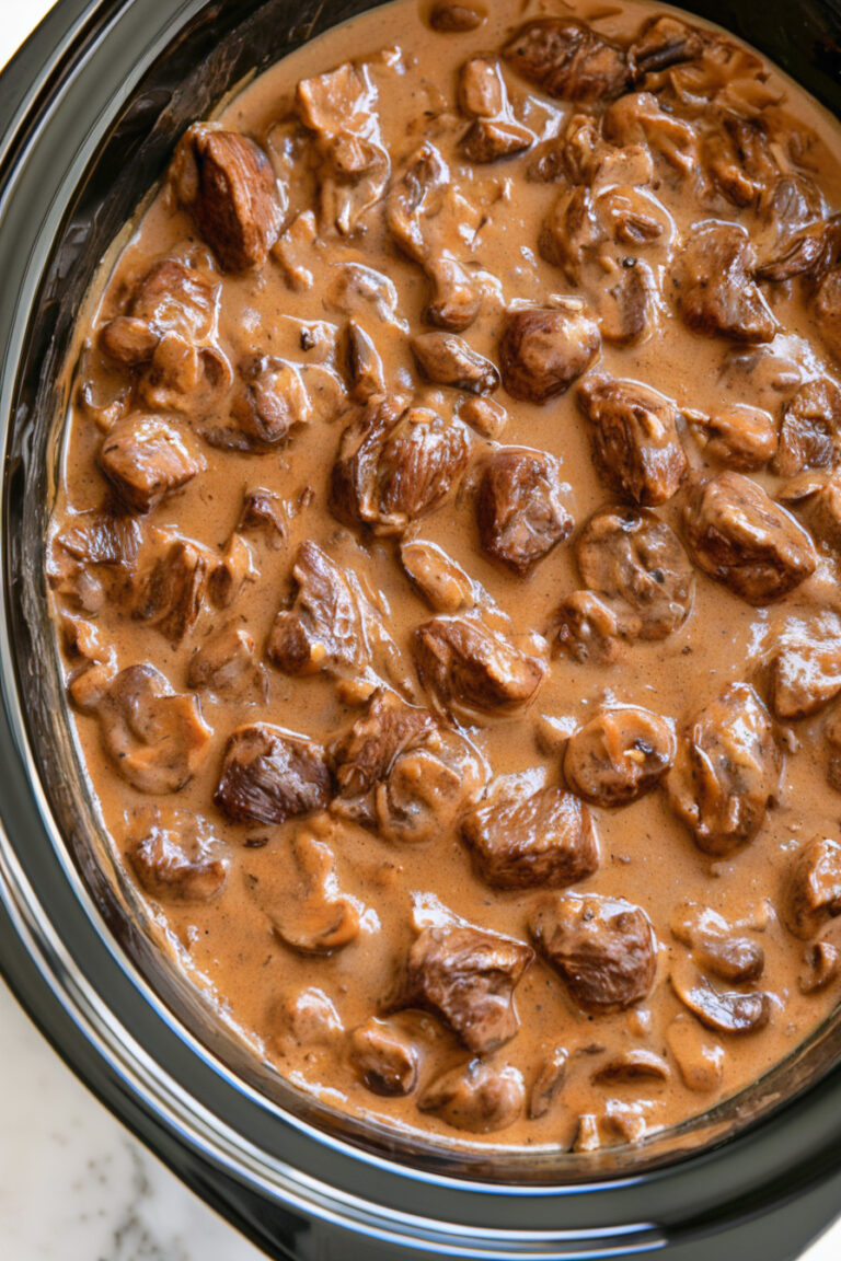 Easy Slow Cooker Mushroom Beef Tips Recipe 1