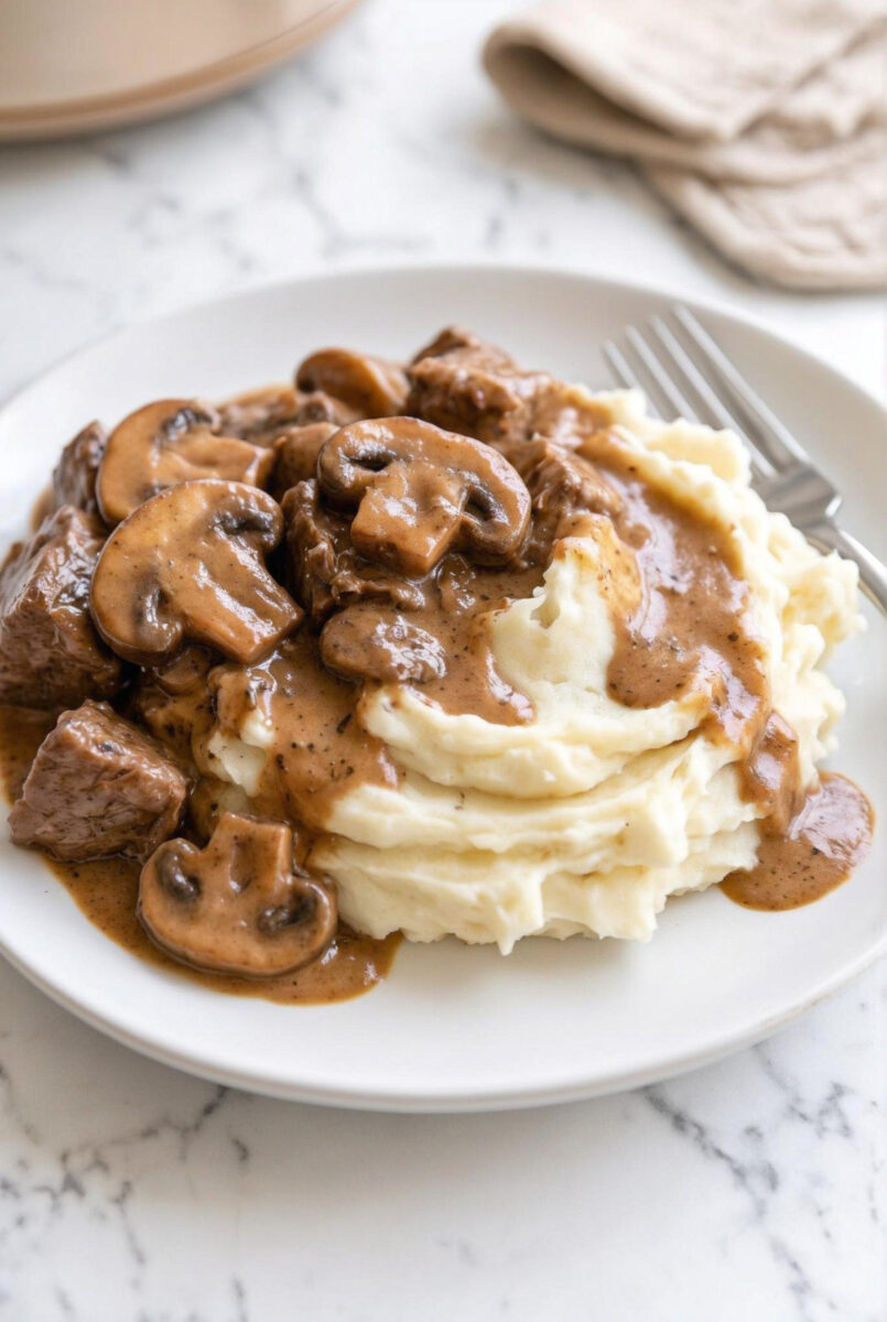 Easy Slow Cooker Mushroom Beef Tips Recipe 6 Easy Slow Cooker Mushroom Beef Tips Recipe 4