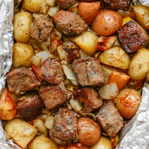 Garlic Butter Steak and Potato Foil Packs 1