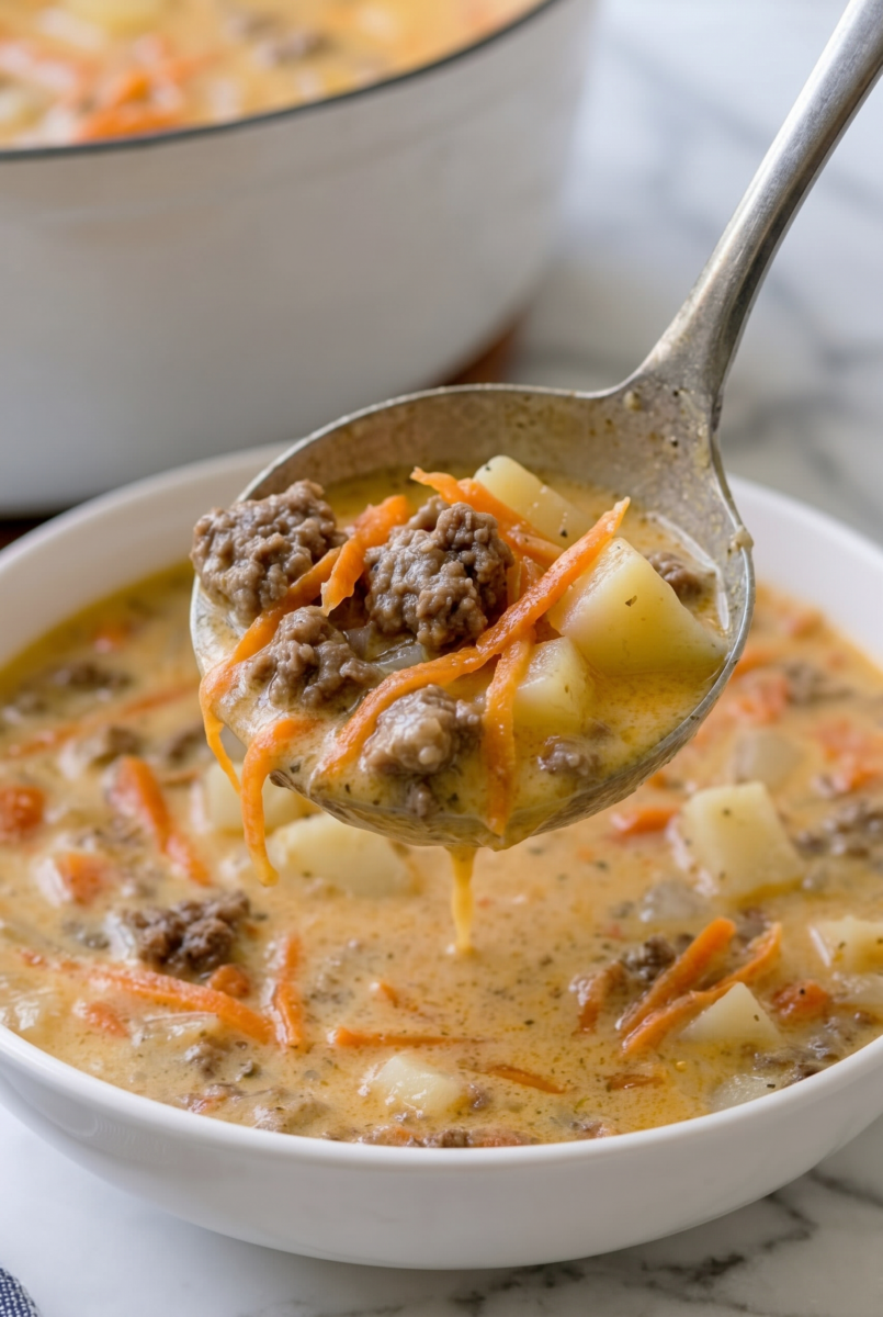 Loaded Cheeseburger Soup 5