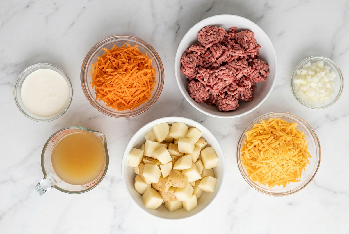 Loaded Cheeseburger Soup ingredients