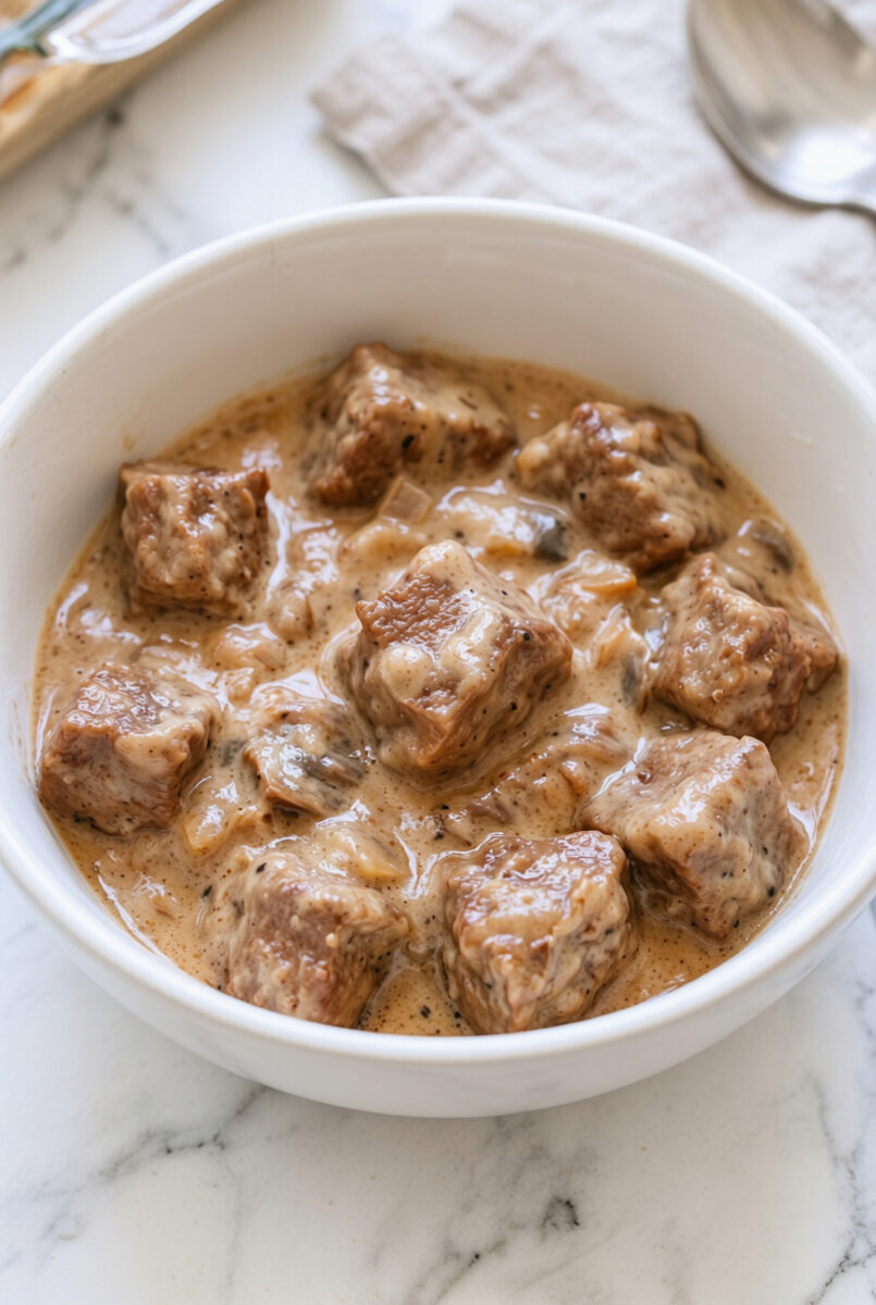 Oven-Baked 4-Ingredient Creamy Mushroom Beef Bake 5 Oven Baked 4 Ingredient Creamy Mushroom Beef Bake 2
