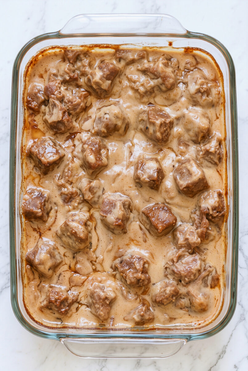 Oven-Baked 4-Ingredient Creamy Mushroom Beef Bake 4 Oven Baked 4 Ingredient Creamy Mushroom Beef Bake 3