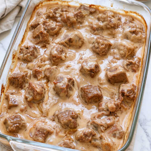 Oven-Baked 4-Ingredient Creamy Mushroom Beef Bake 6 Oven Baked 4 Ingredient Creamy Mushroom Beef Bake 4