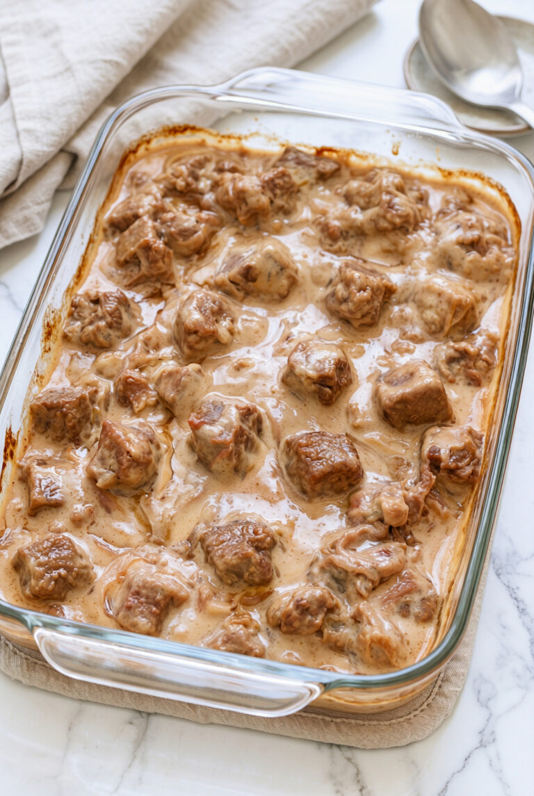Oven Baked 4 Ingredient Creamy Mushroom Beef Bake 4