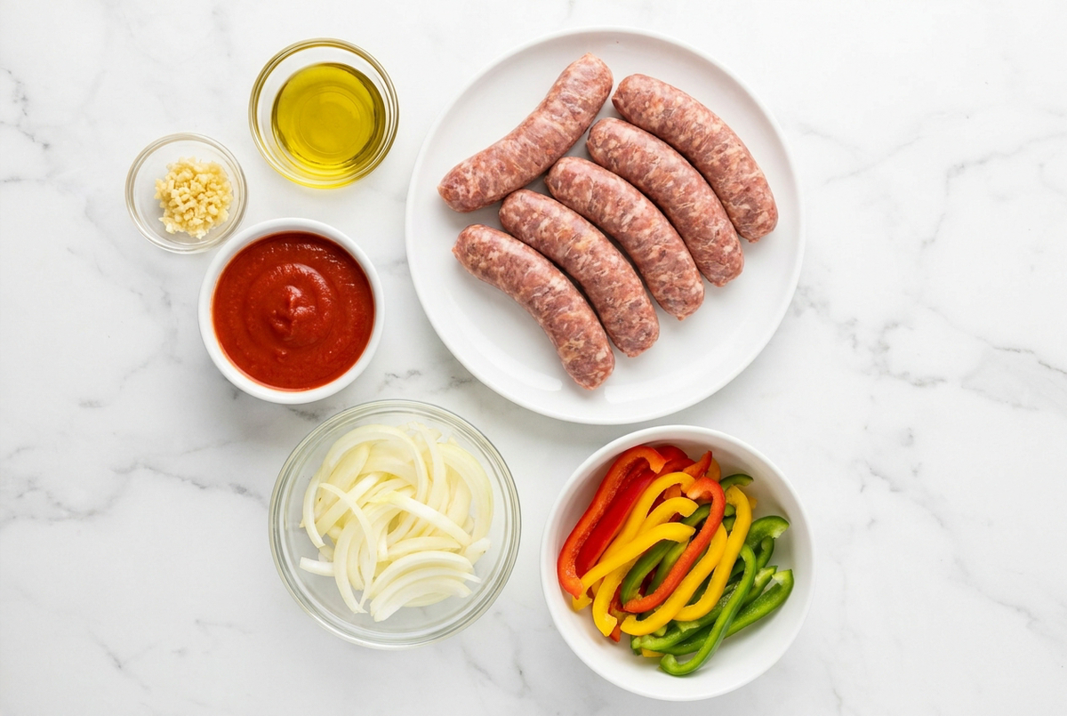 Sausage Peppers and Onions %E2%80%93 ingredients
