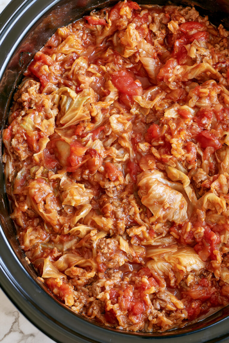 Slow Cooker 5 Ingredient Lazy Cabbage Roll Casserole 1