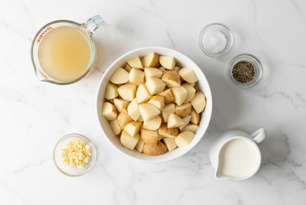 Slow Cooker Garlic Cream Potato Soup ingredients edited