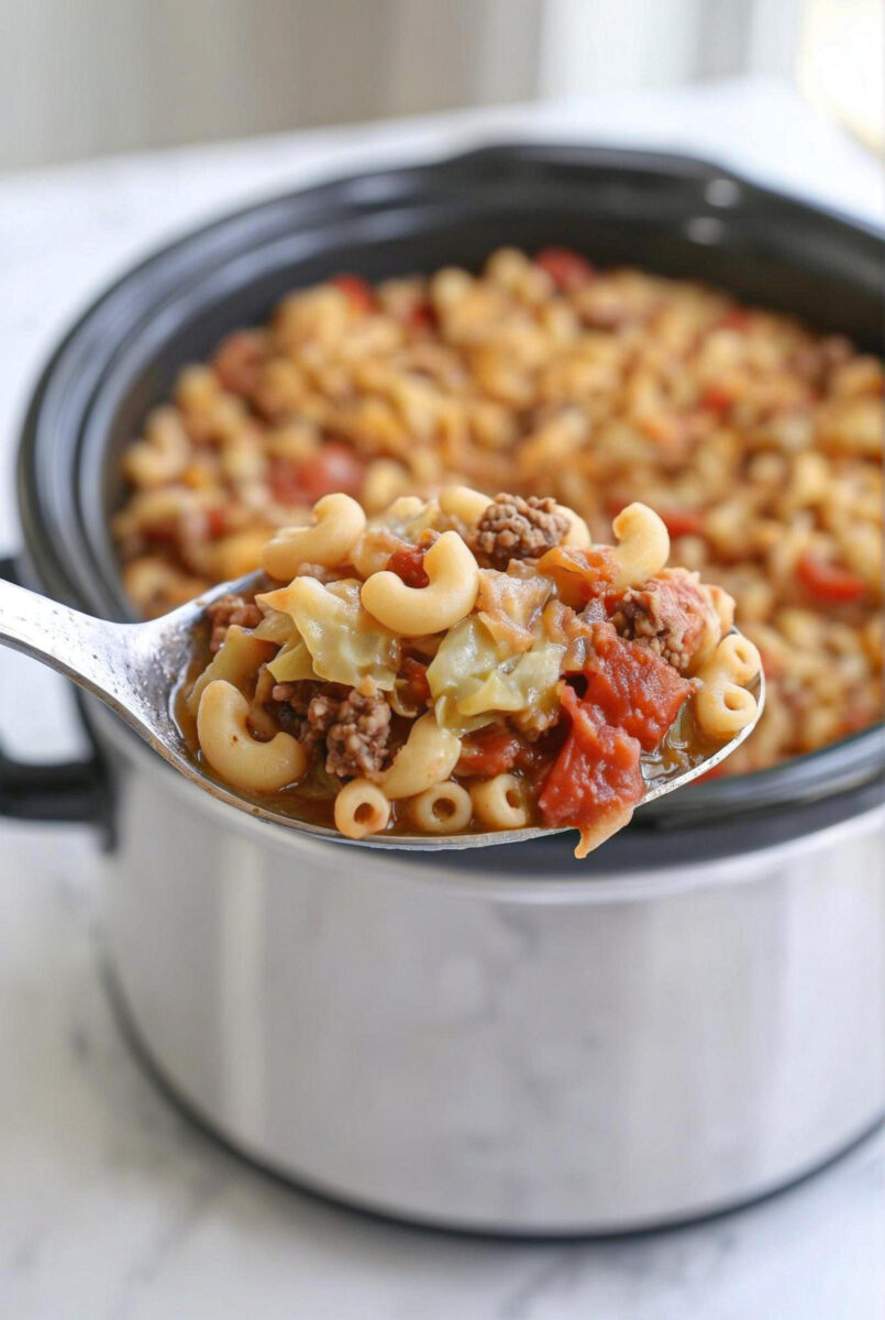Slow Cooker Poor Man Cabbage and Macaroni 3
