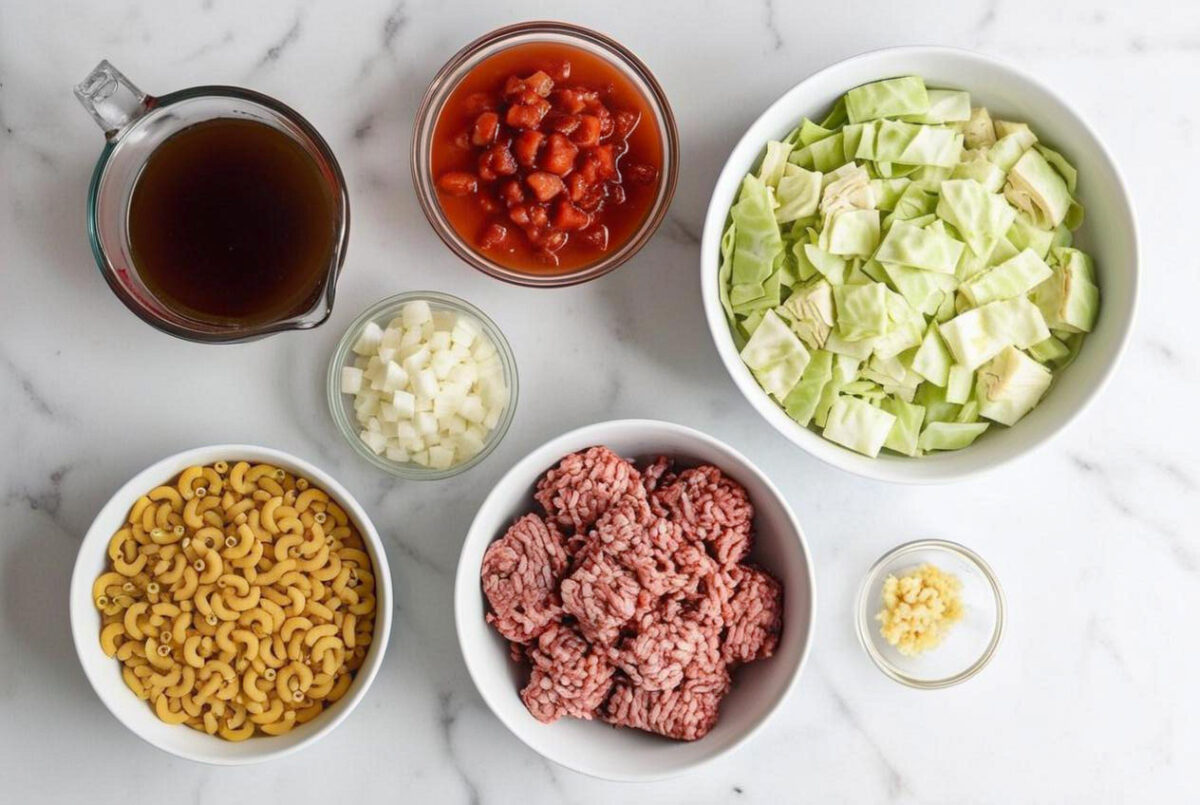 Slow Cooker Poor Man Cabbage and Macaroni ingredients