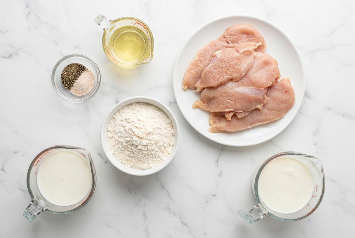 Southern Chicken Fried Steak with Gravy ingredients 1