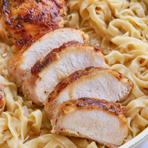 Easy One-Pan Buttery Chicken and Noodles 8 skillet filled with buttery chicken and noodles 3