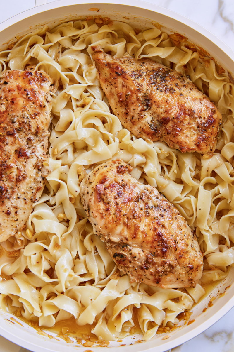 Easy One-Pan Buttery Chicken and Noodles 1 skillet filled with buttery chicken and noodles 4
